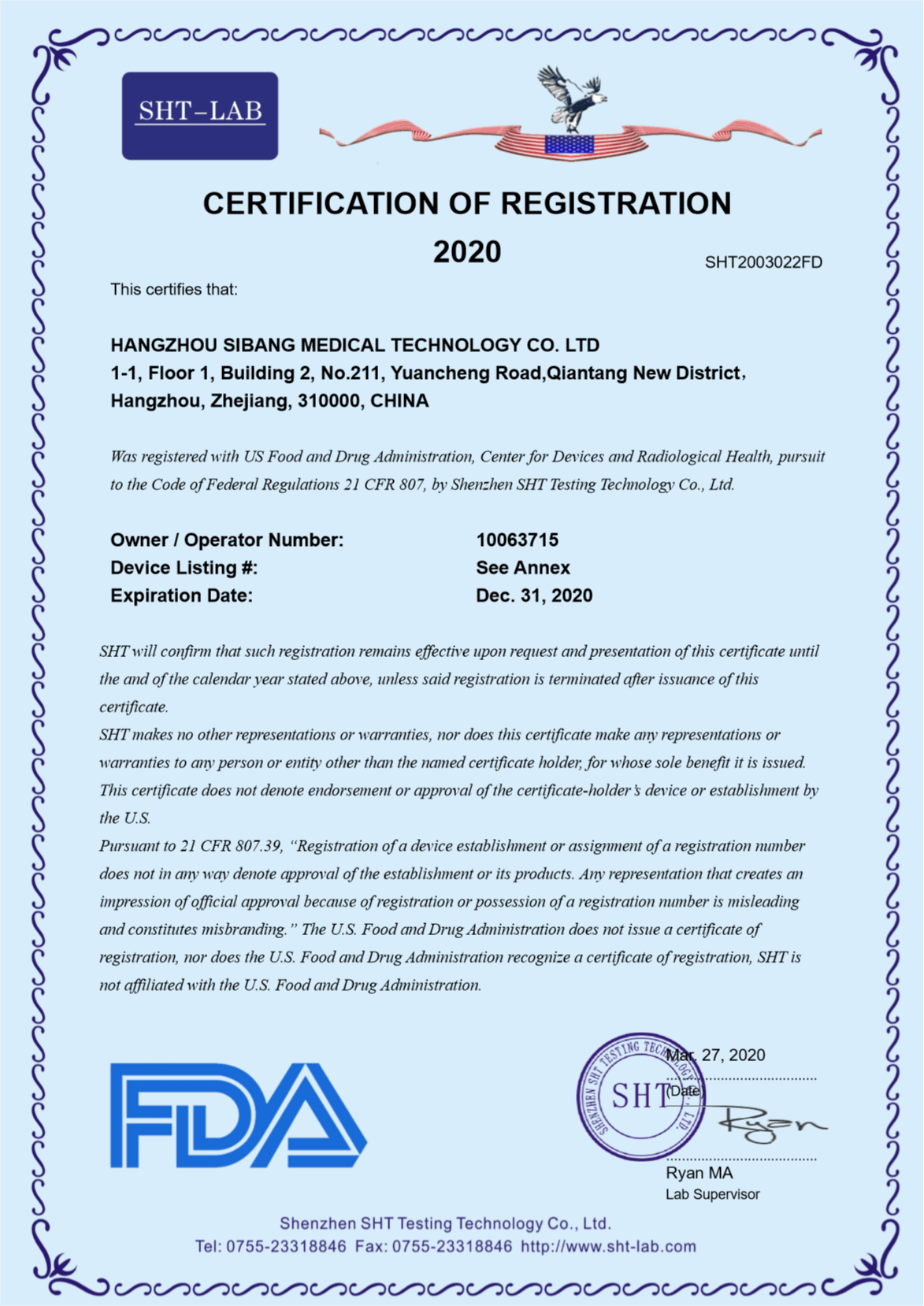 Certification of Registration 1